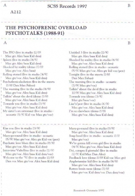 a212 the psychofrenic overload: psychotalks 1988-91 1991 a212 the psychofrenic overload: psychotalks 1988-91 1991